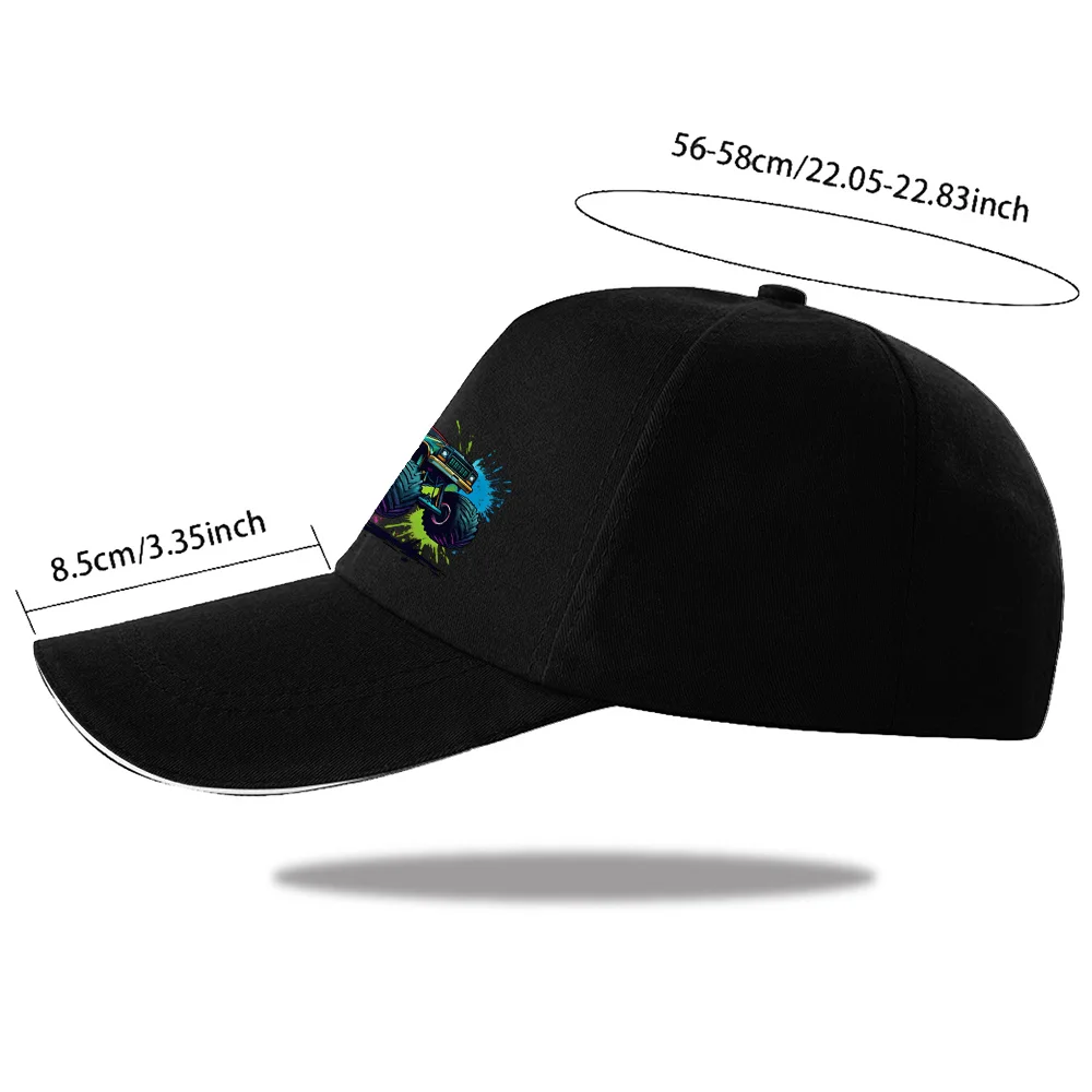 Monster Truck Spray Paint Graphic Baseball Cap Unisex Polyester Outdoor Travel Adjustable Hat