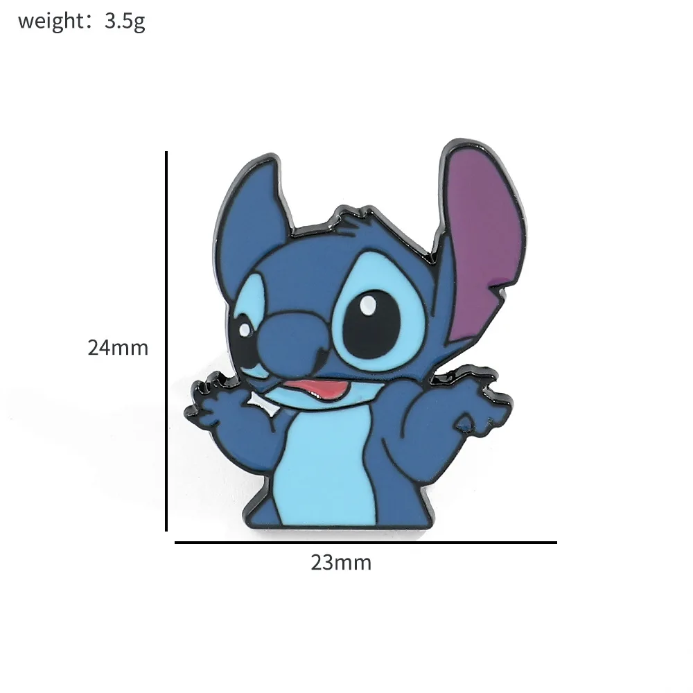 Disney lucu bros Anime figur aksi Stitch Mickey Minnie Mouse Enamel perhiasan kartun pakaian bros hadiah ulang tahun anak