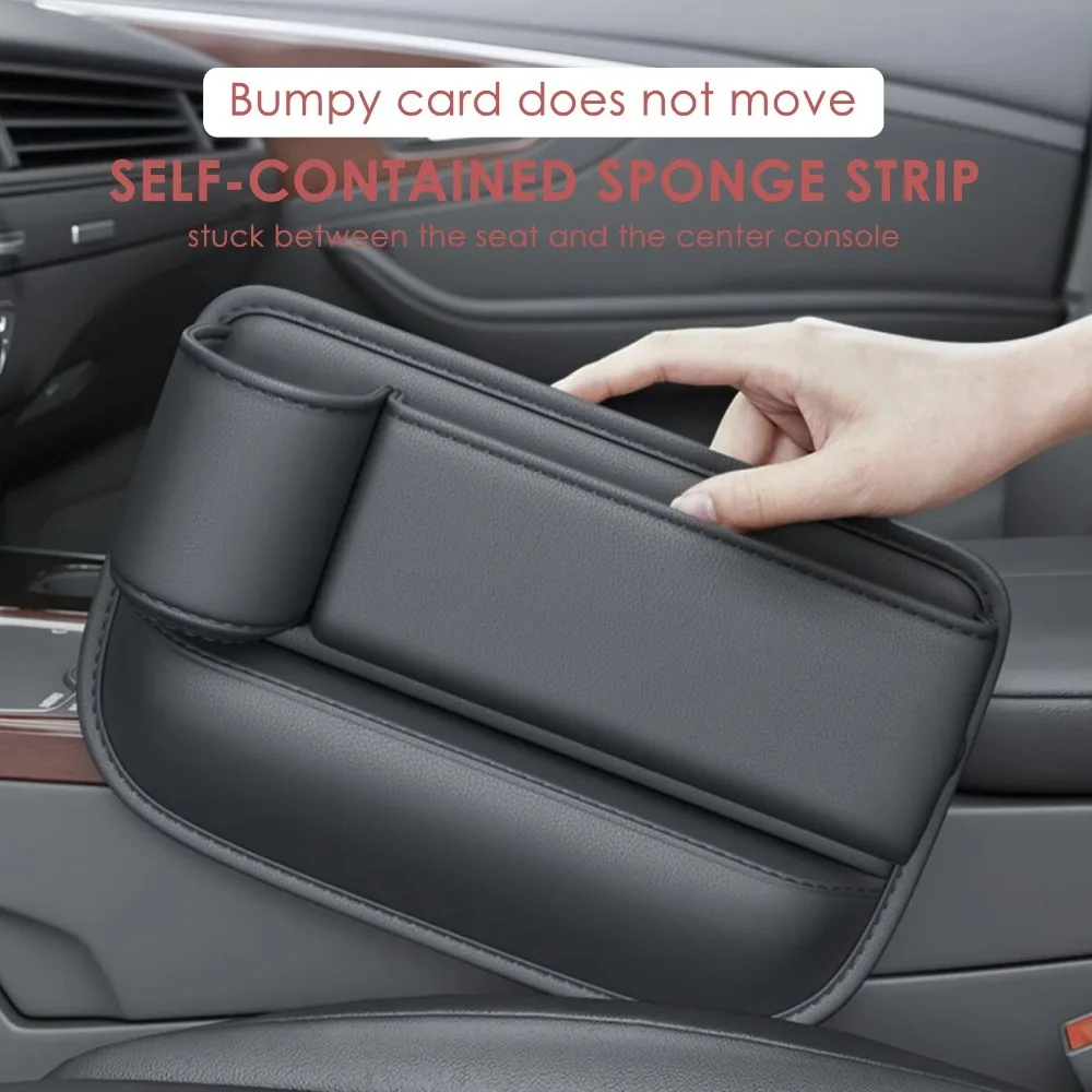 

Multifunction Seat Gap Storage Bag for Car Seat Gap Filler with Phone Cup Holder PU Leather Car Interior Crevice Organizers Box