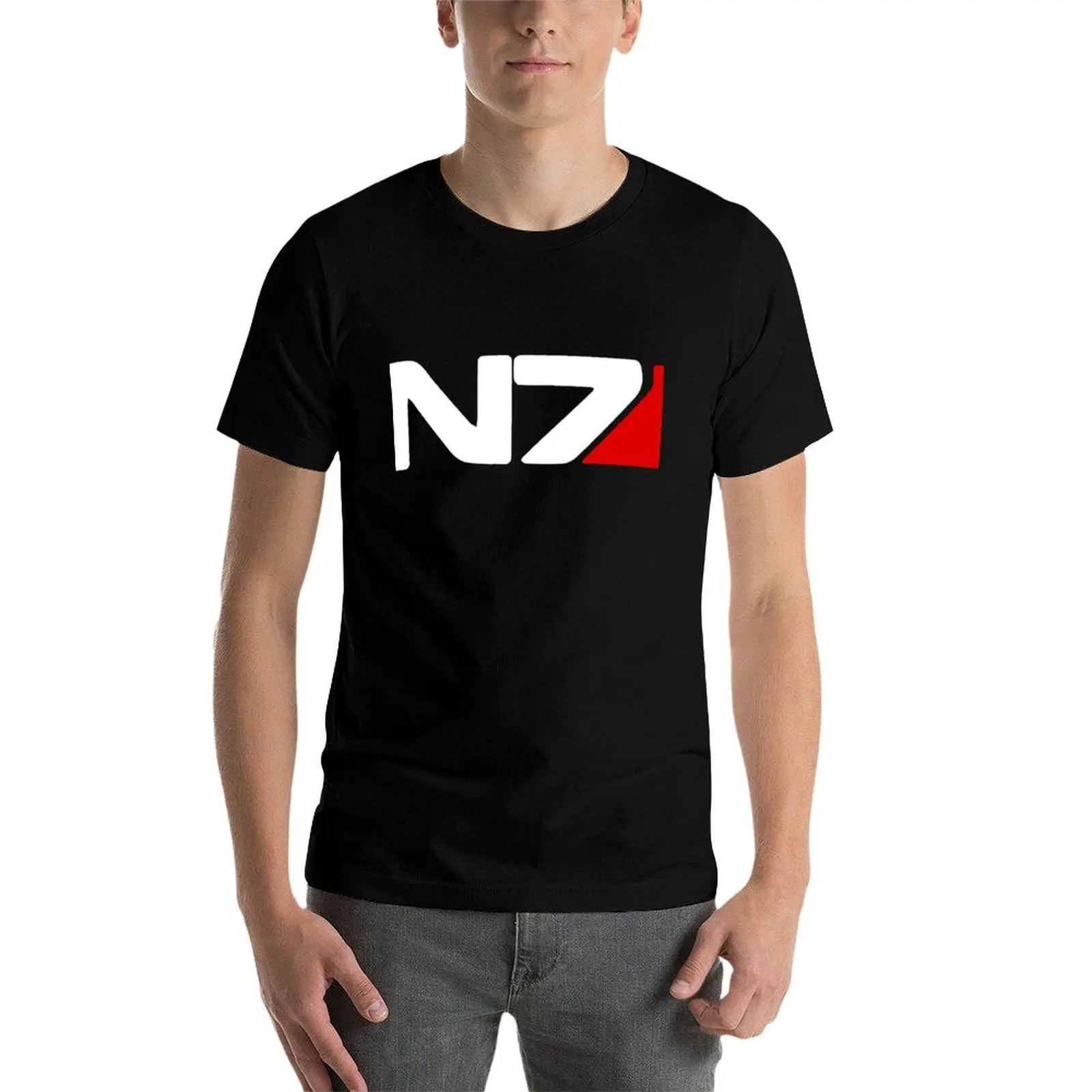 تي شيرت Mass Effect n&-normandy7 تي شيرت للرجال حزمة تي شيرت أبيض مطبوع للرجال تي شيرت