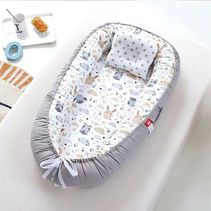 Baby Co Letto per dormire in cotone morbido, traspirante, lavabile, portatile, per neonati, nido per dormire, culla per neonato nel letto, oggetti