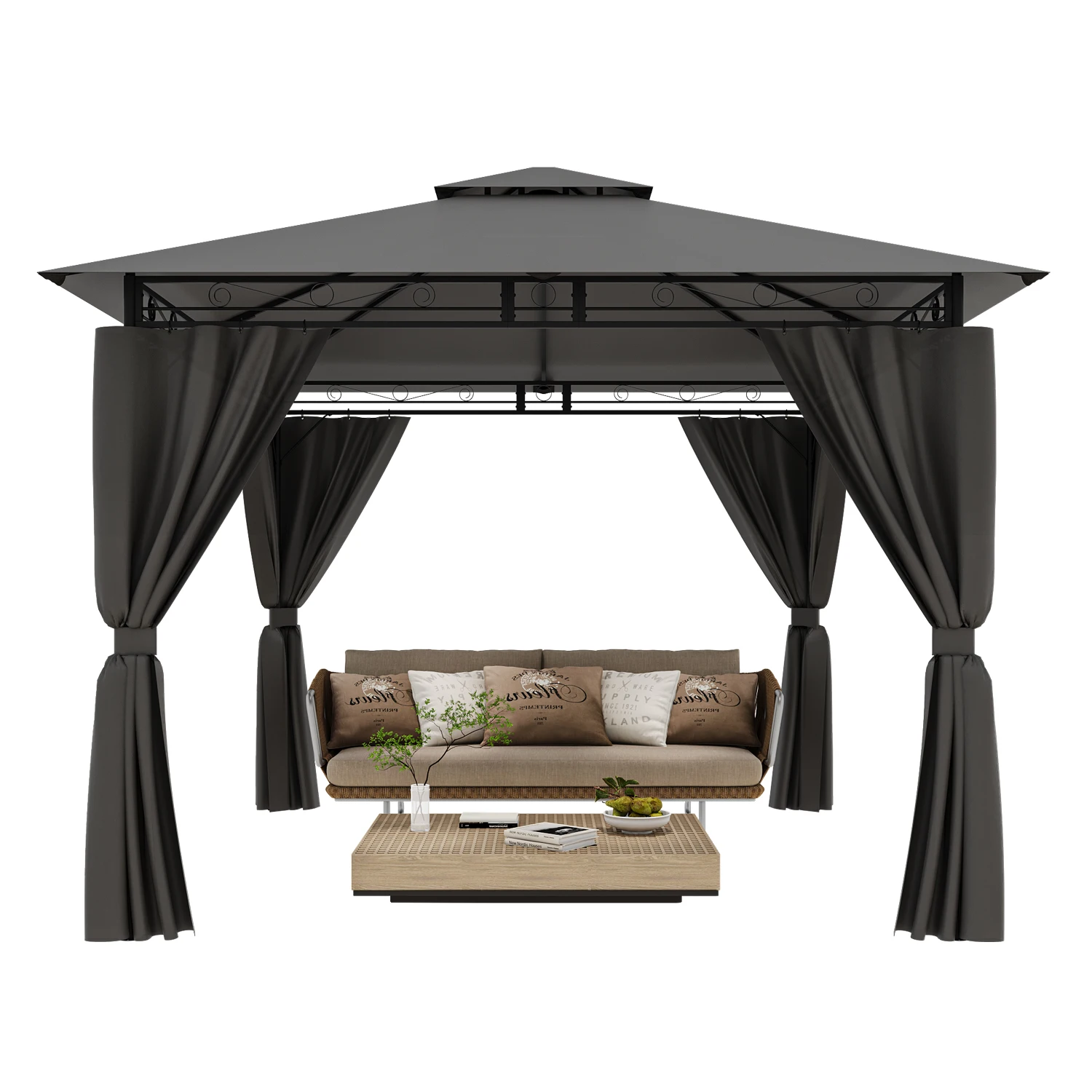 Devoko tuinpaviljoen 3x3 meter waterdicht luxe paviljoen feesttent metalen frame dubbelwandig dakontwerp