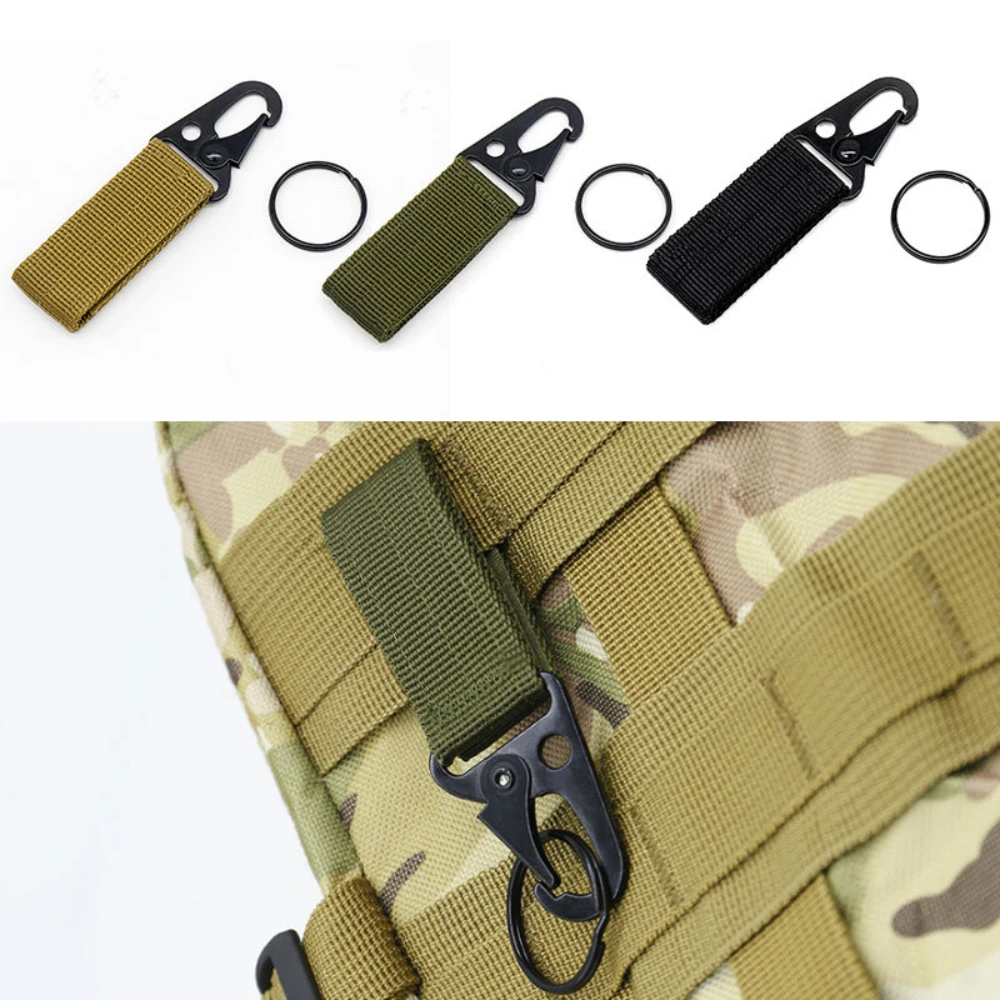 TARKA Tactical Hanging Buckle Molle Nylon Webbing Carabiner Belt Triangle Keychain Outdoor Climbing Camping Tool Accessory image 6