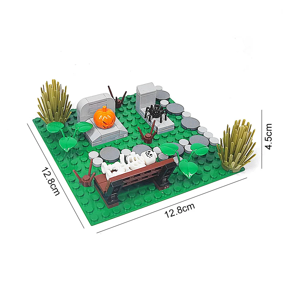 MOC الجسيمات الصغيرة لتقوم بها بنفسك تجميع مقبرة شبح المشهد الحلي لعبة اللبنات موضوع الرعب غرفة الزينة