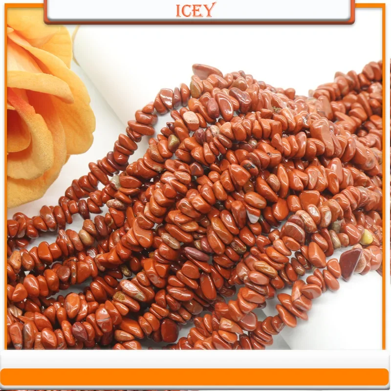 Icey 10g 5-8mm Red Stone Crushed Stone Perforated Crystal Original Stone Necklace Bead Accessories Crushed Strip-shaped