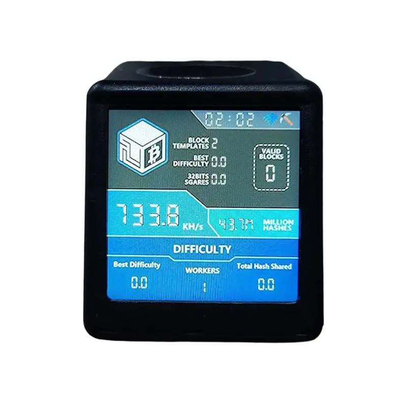 

Nerdminer+ NM Smart TV 730 KH/S Хешрейт ESP32 BTC SOLO Майнер для лотерей с низким энергопотреблением и бесшумной работой, настольный, с часами