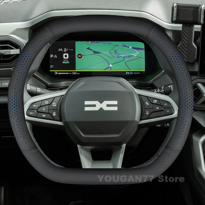 Leather Car Steering Wheel Cover For ALL New Dacia Spring Duster 2024 2025 Non-slip Auto interior Dacia Duster 2025 Accessories