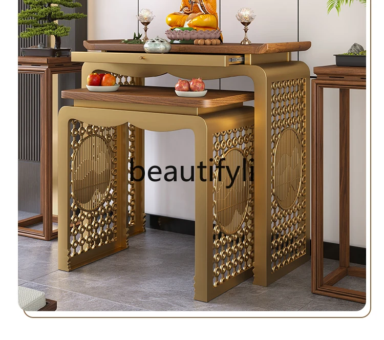 North American black walnut table incense case God of Wealth table offering table household new Chinese light luxury case