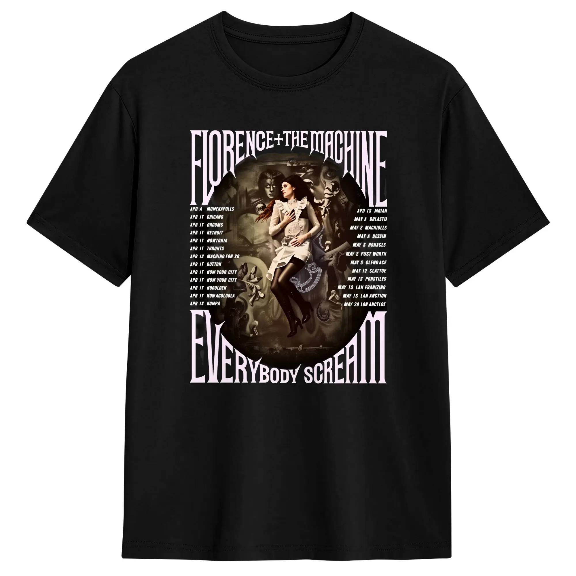 Florence + The Machine Everybody Scream Tour Men's T Shirt Funny Tee Shirt Short Sleeve Round Neck T-Shirt Pure Cotton Clothing