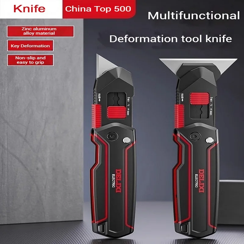 2-in-1 Utility Retractable Heavy-duty Practical Scraper/Art Knife,One Click To Replace Blade,Rubber Handle Multifunctional Tool