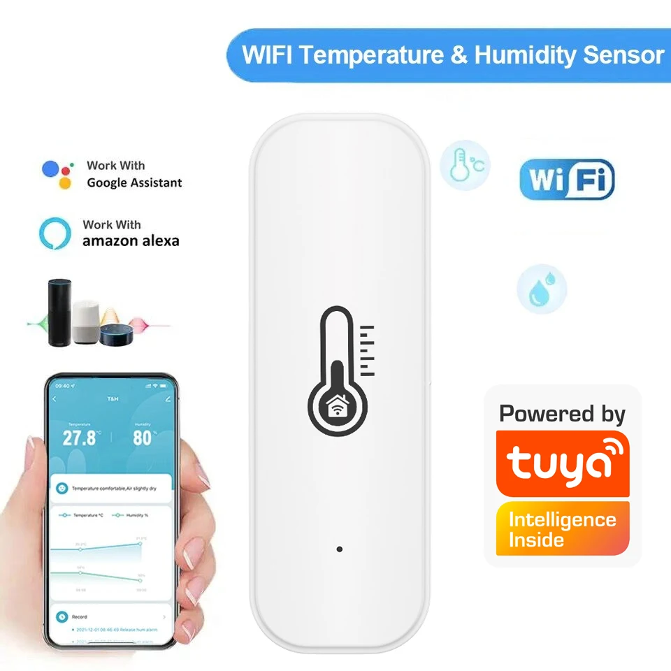 WiFi Smart Temperature Humidity Sensor Indoor Hygrometer APP Remote Control Works With tuya Smart Alexa Google Home Smart Home