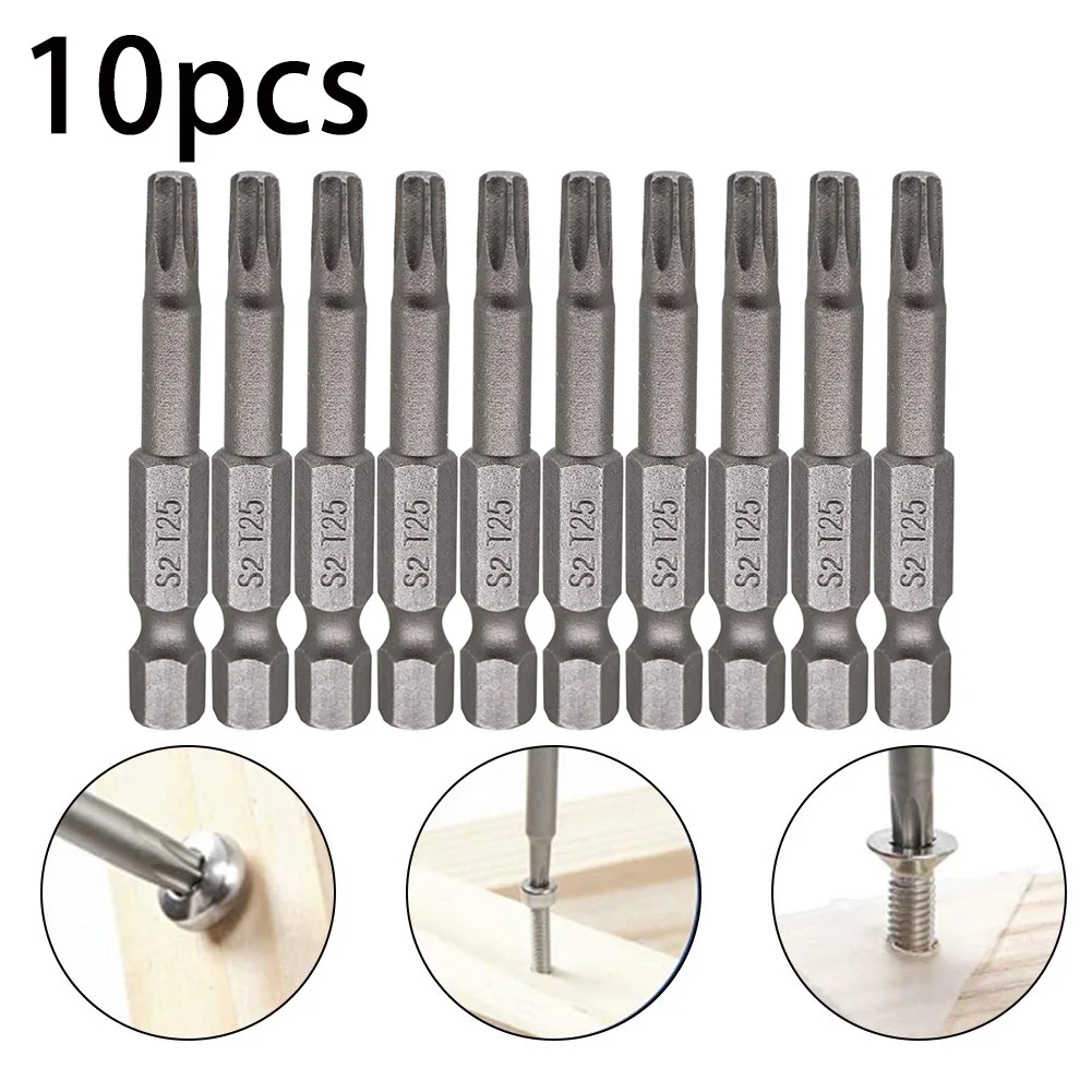 

10Pcs Alloy Steel 50mm Long Torx Screwdriver Bit 6.35mm Hexagon Handle T25 Magnetic Tip Screwdrivers Kit Drill Bit Hand Tools