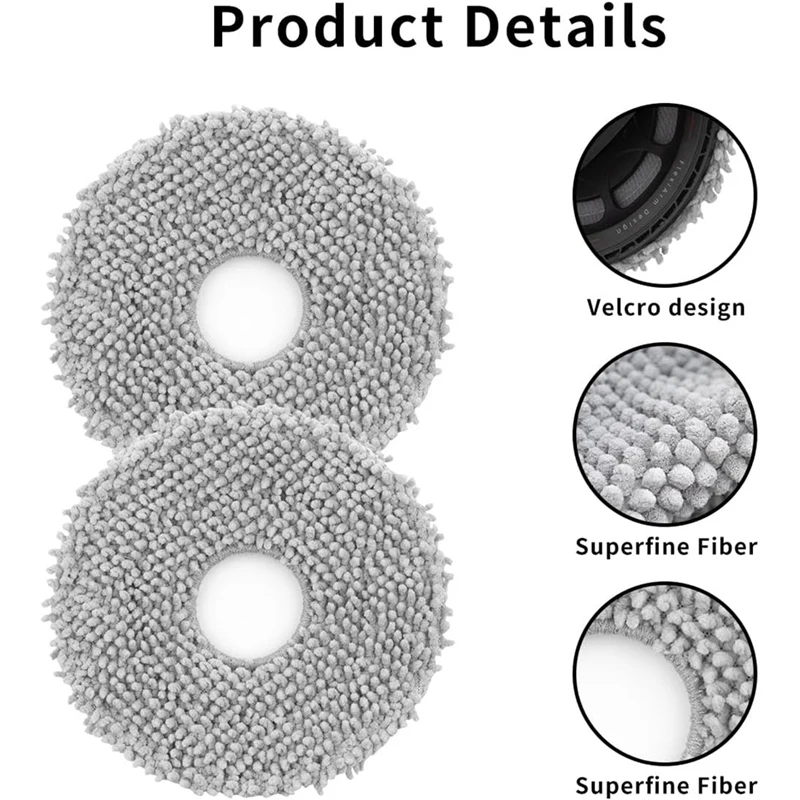 AC39-12PCS Microfiber Mop Cloths For Roborock Qrevo/Qrevo Maxv/Qrevo S/Qrevo Pro Robot Vacuum Cleaner Accessories