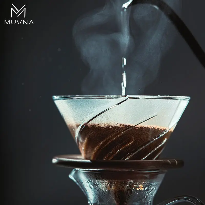 MUVNA Coffee Dripper Glass Filter Cup Coffee Maker for 1-2 Cups Reusable Dripper Brewing Funnel Hydraulic Coffee Accessories