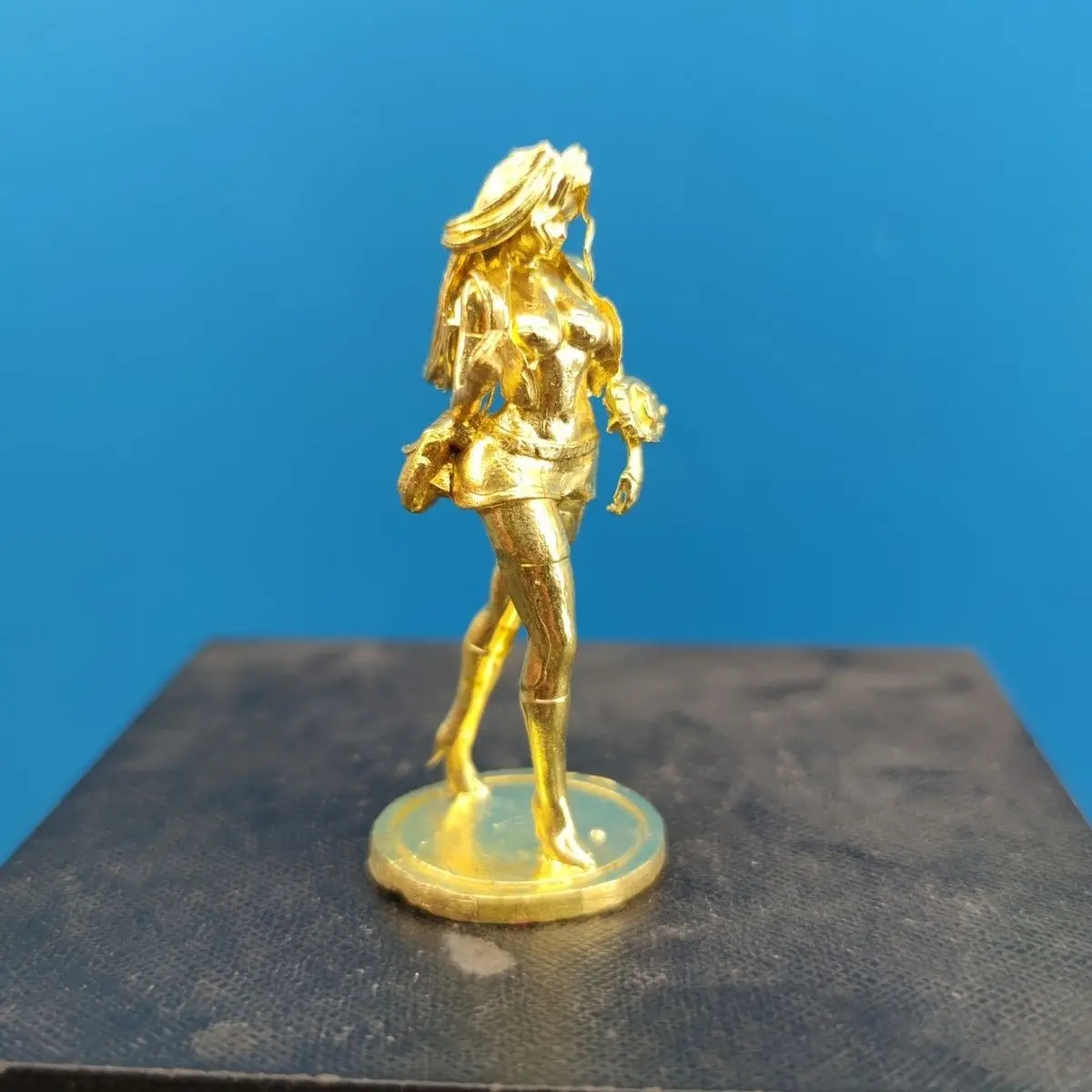 ​​Brass Mini Collectible Anime Girl Statue - Decorative Figurine for Home/Desktop/Car Display | Unique Gift & Collector's Item