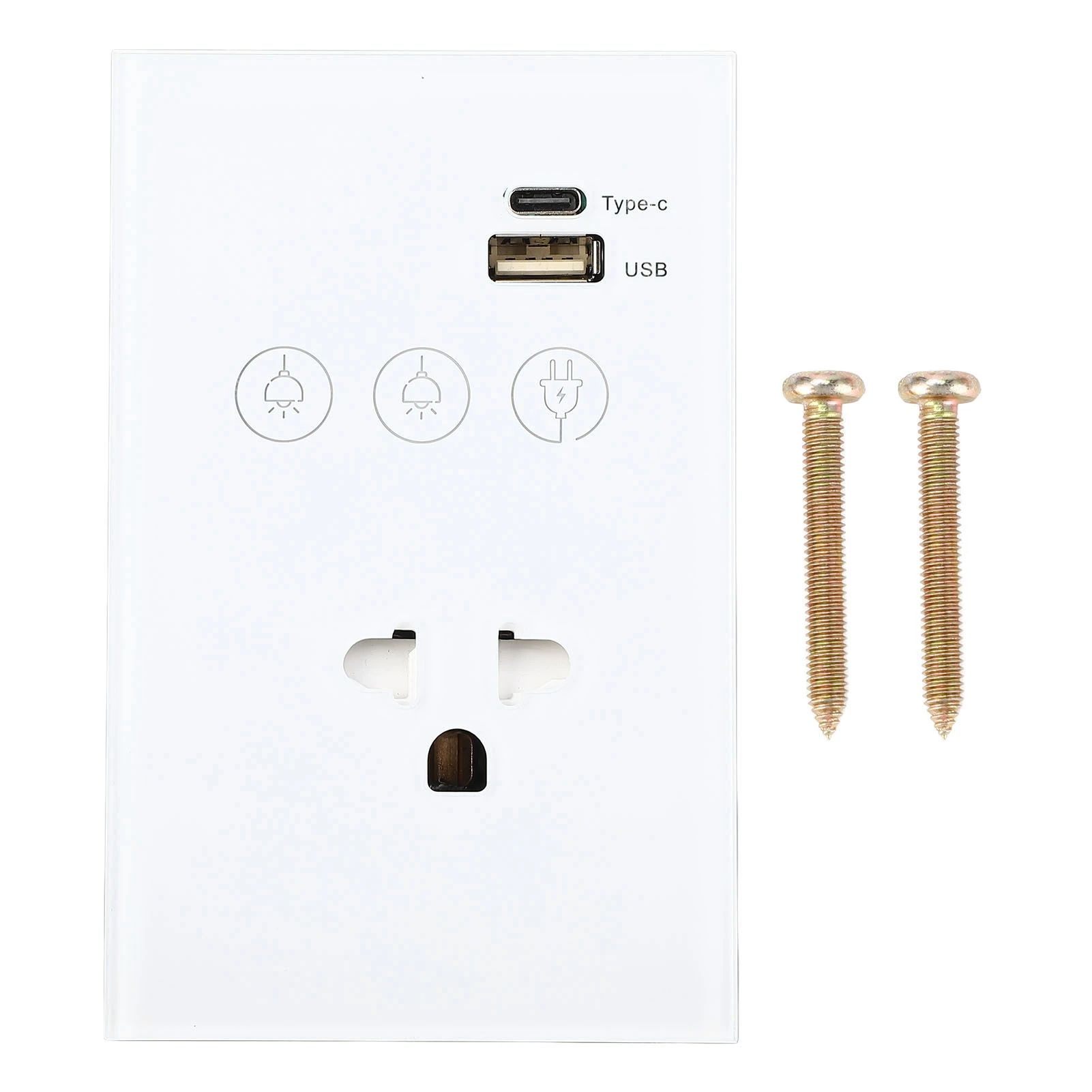 

Smart Wall Outlet 2.4G WiFi Touch Light Switch Voice Remote Control Smart Plug with USB and Type C Charger Port for Siri