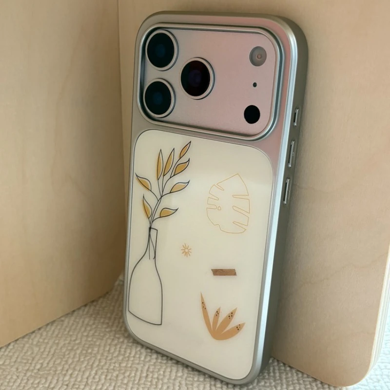 زهرة ترتيب الفن خط الكتابة على الجدران كريم الخريف والشتاء جراب هاتف آيفون 11/12/13/14/15/16/17 برو ماكس الهواء زائد الايبوكسي بولي يوريثان #4