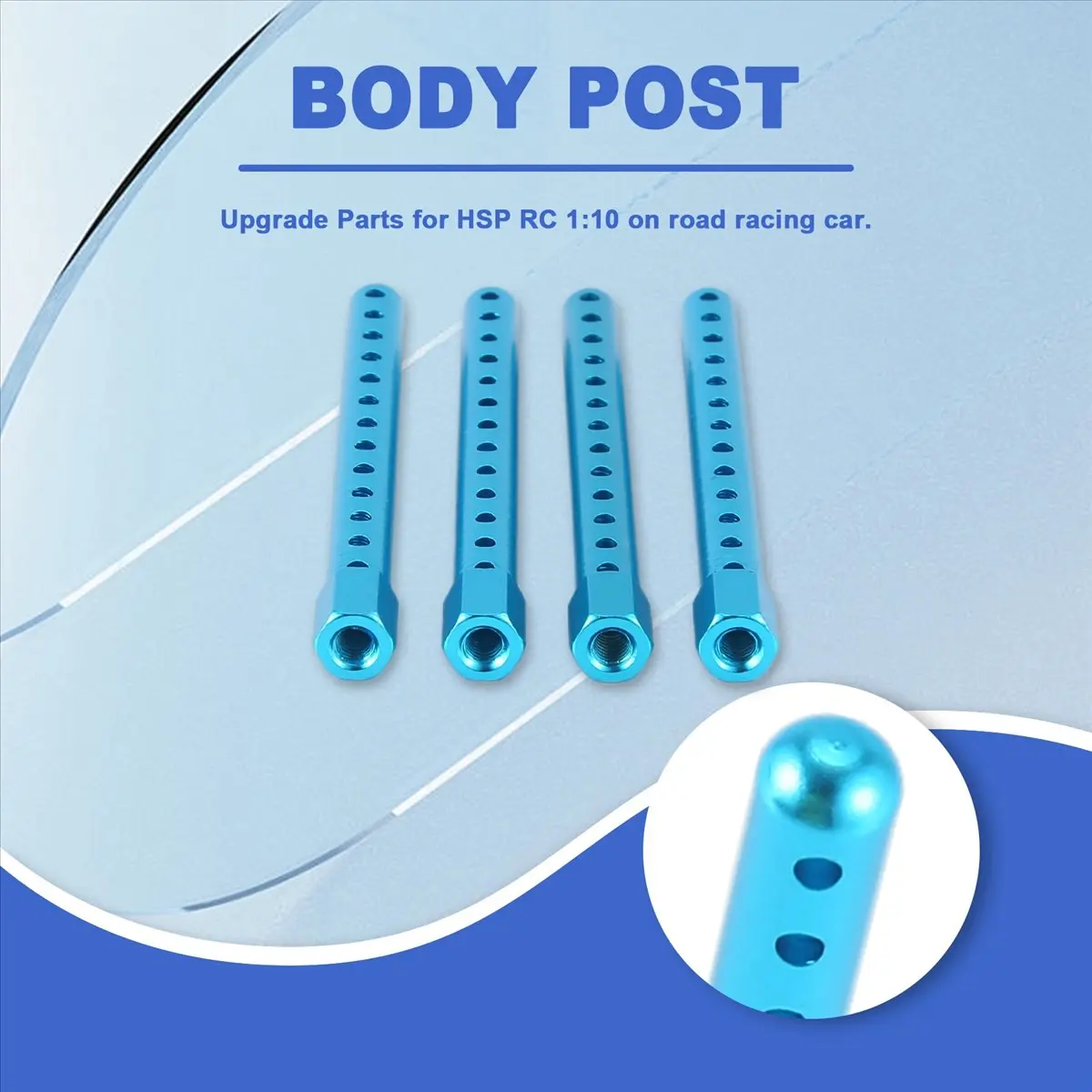 Summer sale  4PCS 102037 Blue Aluminum RC 1:10 Alloy Body Post Mounts for Road Racing Model Car Upgrade
