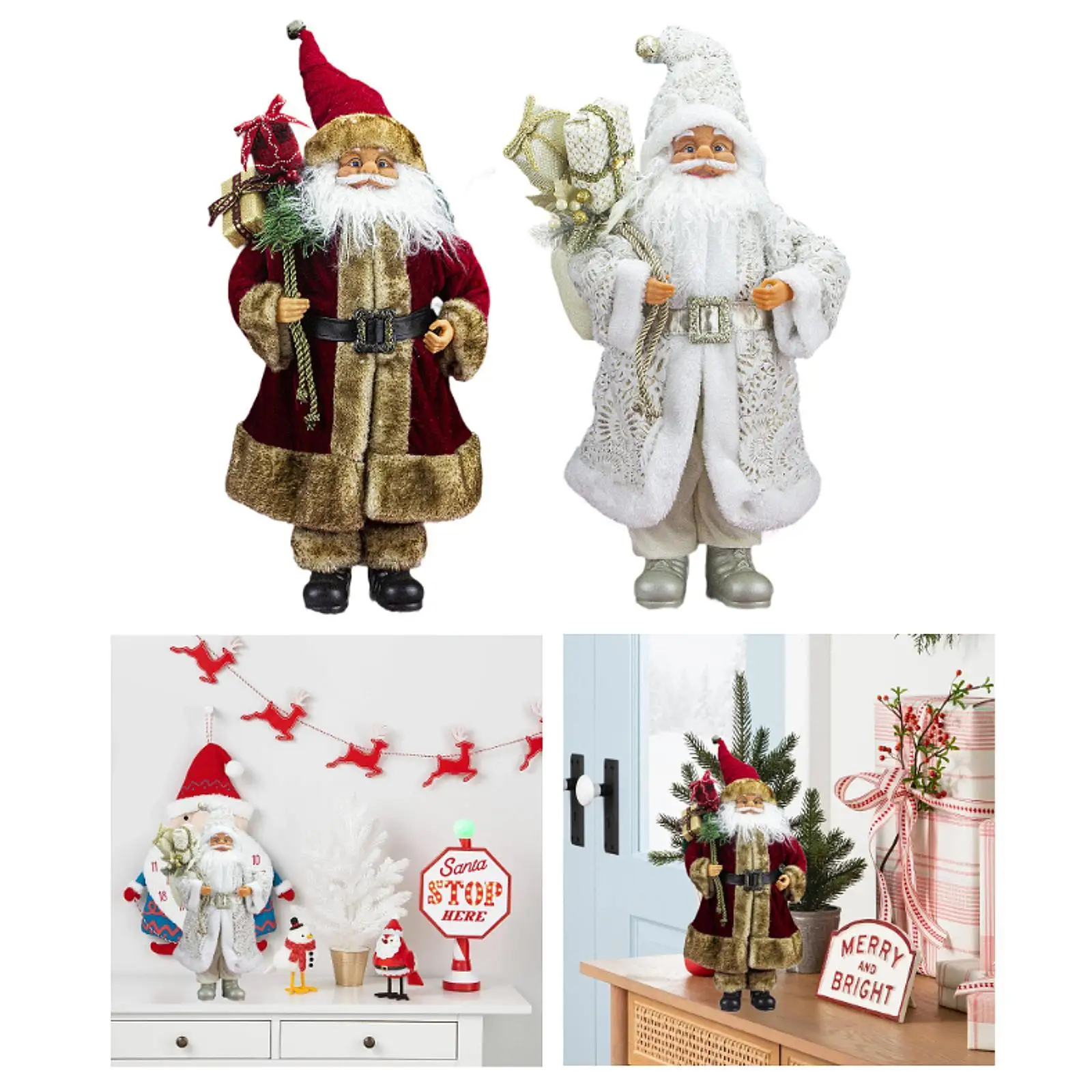 Santa Claus Figurine for Tabletop Christmas Decor Holiday Decoration Santa Doll for Living Room