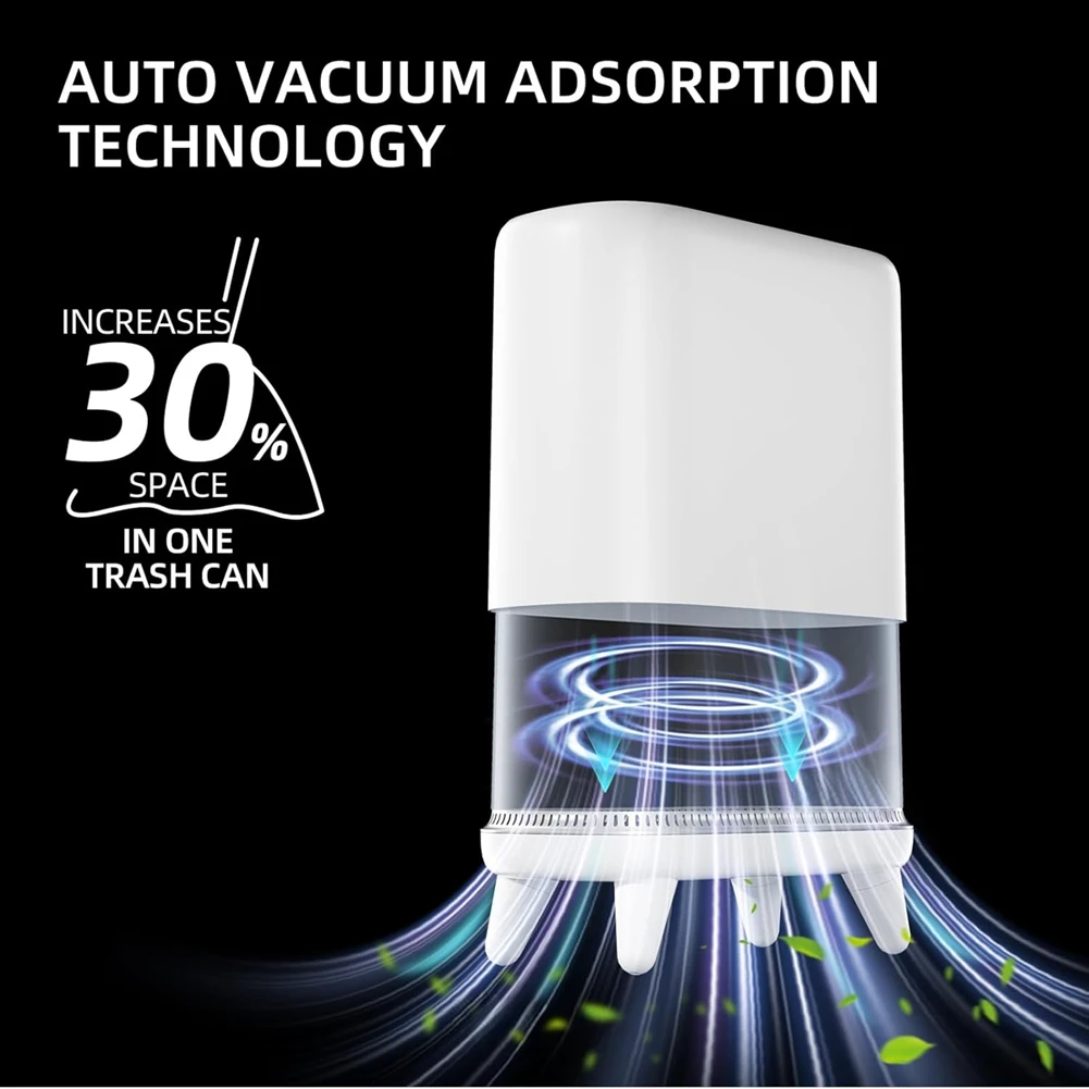 

A35R Bathroom Trash Can With Lid Vacuum Adsorption Small Garbage Can 3.2 Gallon Depress Top Lid Trash Bin With Legs
