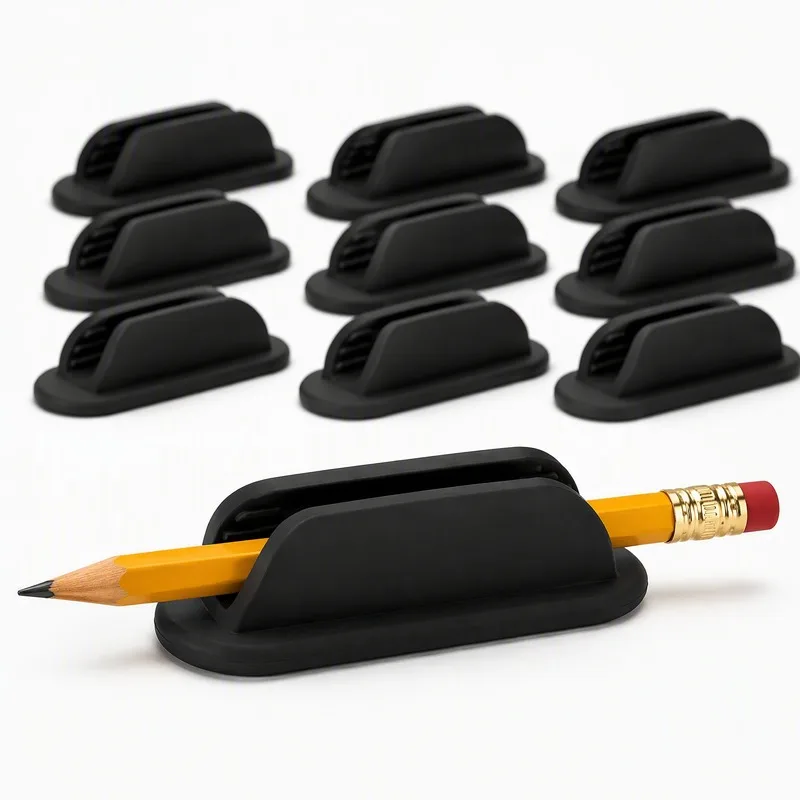 3PCS Upgraded Self‑Adhesive Silicone Pen Holder, Stick‑On Pen Organizer for Desk Wall Office School, Teacher Stationery Art Gift