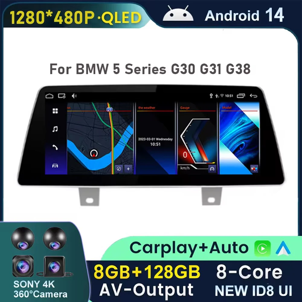 

Android 14 для BMW 5 серии G30 G31 G38 2018 EVO система 2018 - 2021 Автомобильный навигатор GPS сенсорный экран Радио Мультимедийный видеоплеер