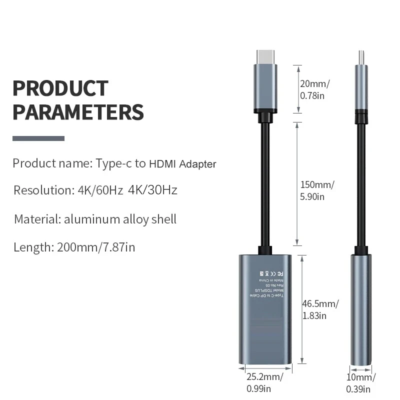 Type C to HDMI Adapter USB C to HD-MI Converter HDTV 4K USB 3.1 HDMI-compatible Cable For MacBook Chromebook Samsung Xiaomi