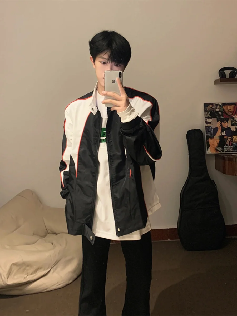 

Мужская зимняя куртка-пилот в стиле ретро с пэчворком, для мотоциклистов, с длинными рукавами, свободного кроя, молодежная модная верхняя одежда