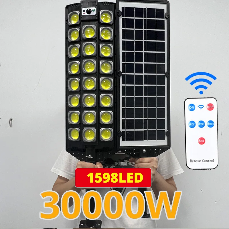 30000W Super Bright Solar Street Light Outdoor 1598 LED Solar Powered Motion Sensor Light IP67 Waterproof Security Garden Lamp