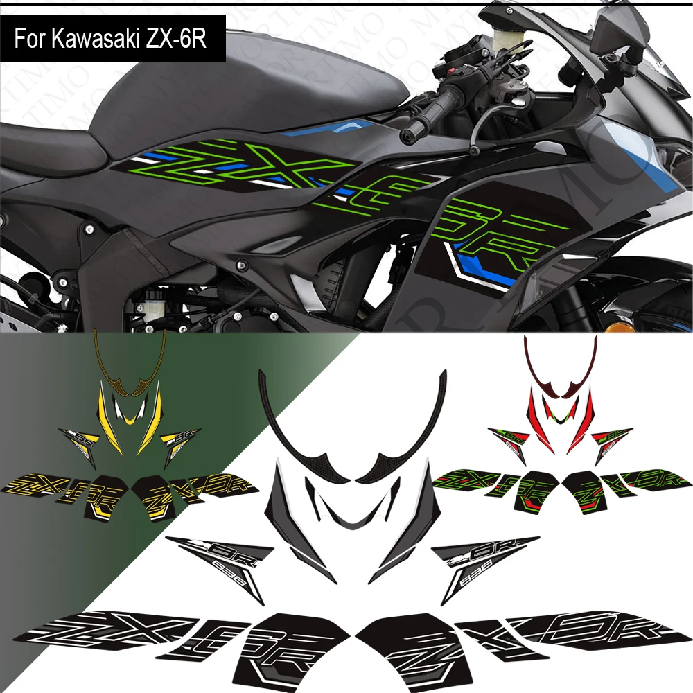 

Motorcycle For kawasaki Ninja ZX-6R ZX6R ZX - 6R Tank Body Front Face Rear Hump Fairing Fender Stickers Decals