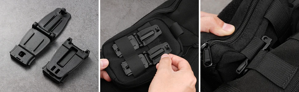 10 Stück MOLLE Clip Taktisches Molle Strap Management Tool Web Dominator Schnalle Gurtband Verbindungsaufsatz für Rucksacktasche ﻿ – Detail 2
