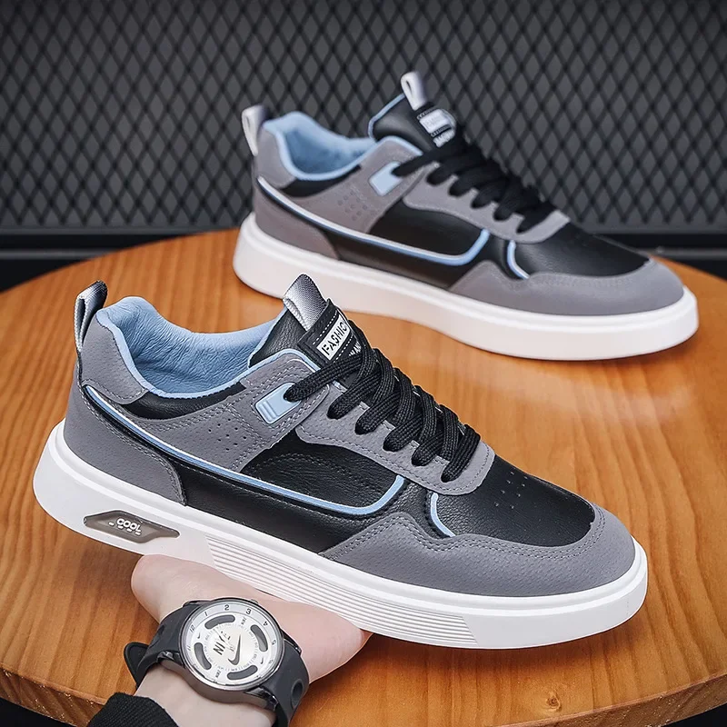 

Hot Sale Leather Casual Shoes for Men Comfortable Breathable Cheap Shoes Men Lace-up Flat Shoes Man Footwear chaussures homme