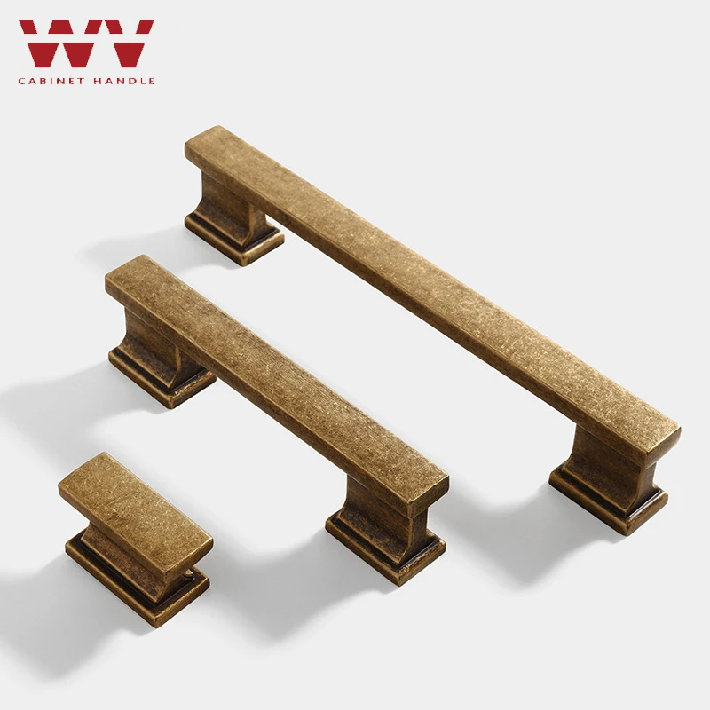 

American zinc alloy vintage distressed bronze solid cabinet door drawer handle single double hole furniture wardrobe door handle