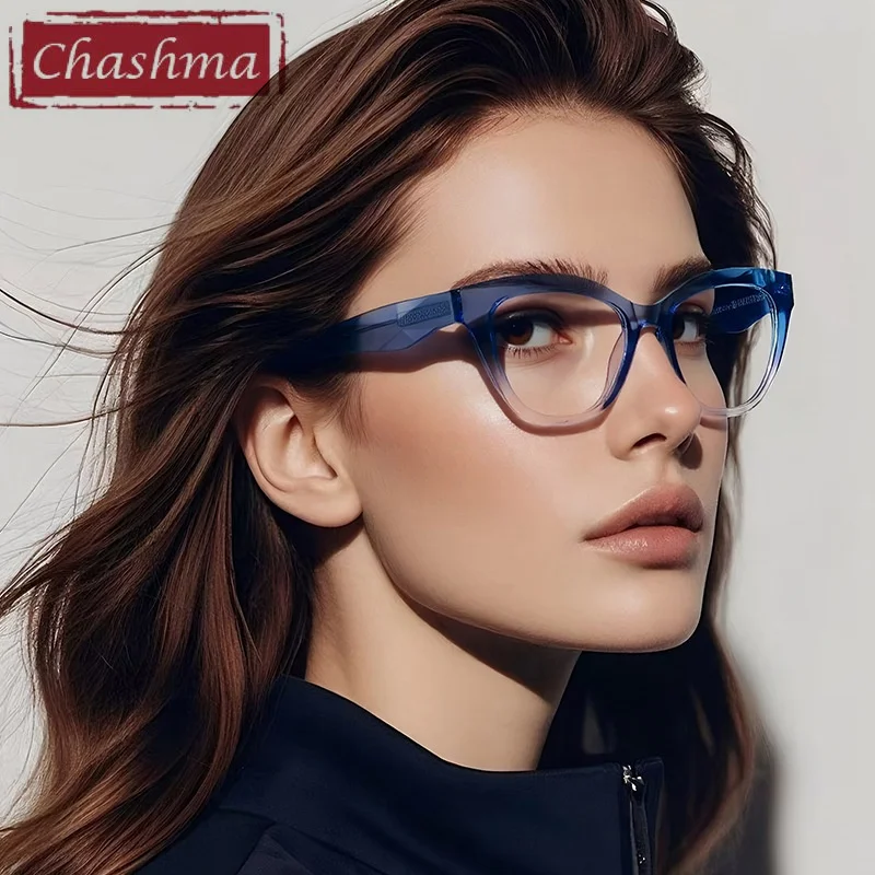 

Chashma Prescription Glasses Blue Cat Eye Optical Crystal Teens Frames Women Spring Hinge Clear Recipe Spectacles Eyeglasses