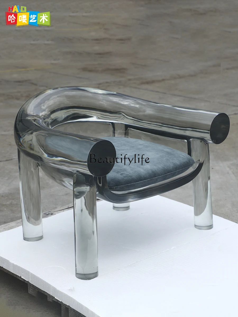 Sales Negotiation Area Chair Hotel Transparent Resin Sculpture Stool Decorative Art Creative Leisure Chair