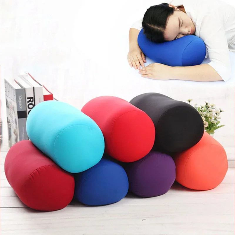 Super Soft Head PillowCase Micro Mini Microbead Back Cushion Pillow Roll Pillow Head Convenient Travel Pillow Bed Decoration