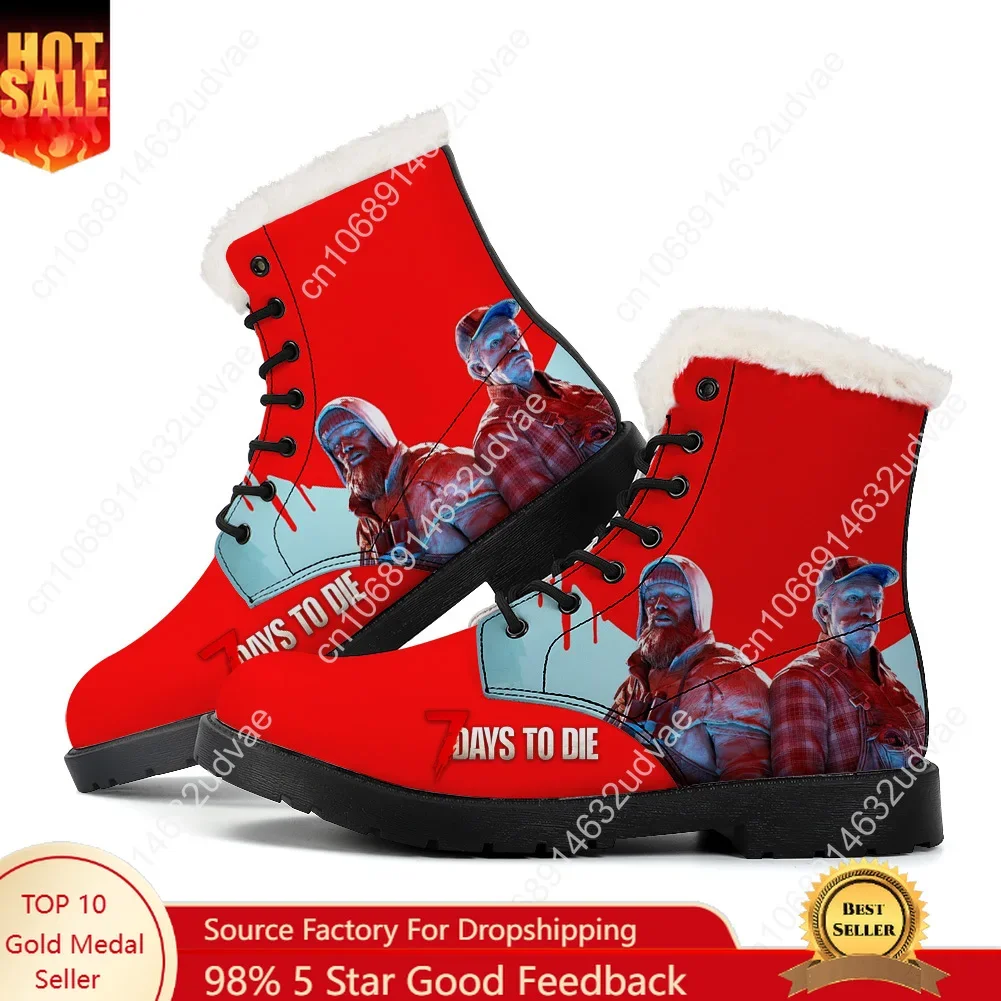 

7 Days to Die Plush Boots Mens Womens Teenager Shoes Casual Boot Outdoor Light High Quality Print on Demand Customize Shoe
