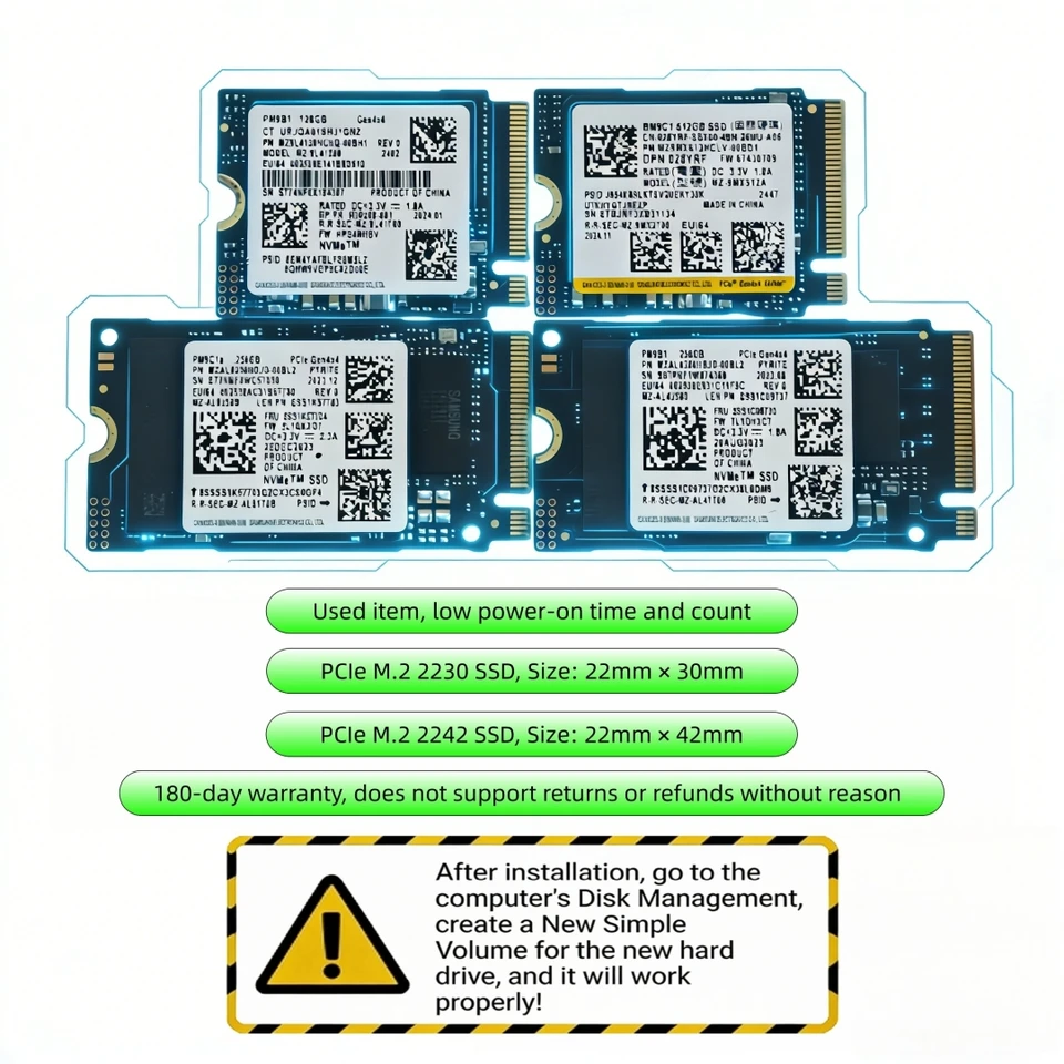 Samsung PCIe M.2 2230/2242 NVMe SSD BM9C1 512G,PM9B1 128G 256G,For