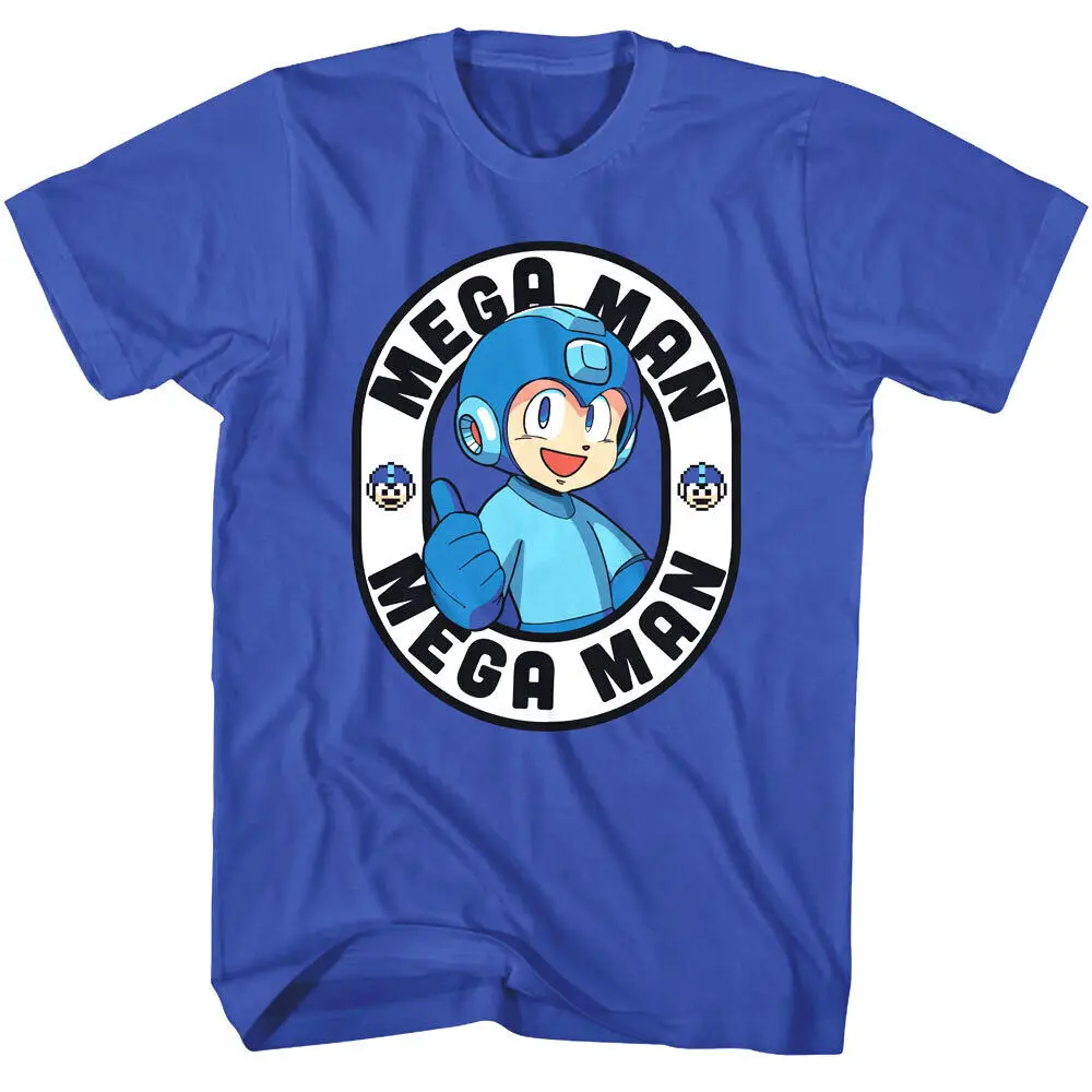 Megaman Мужская футболка с большим пальцем в стиле ретро Rokkuman Video Gamer Merch