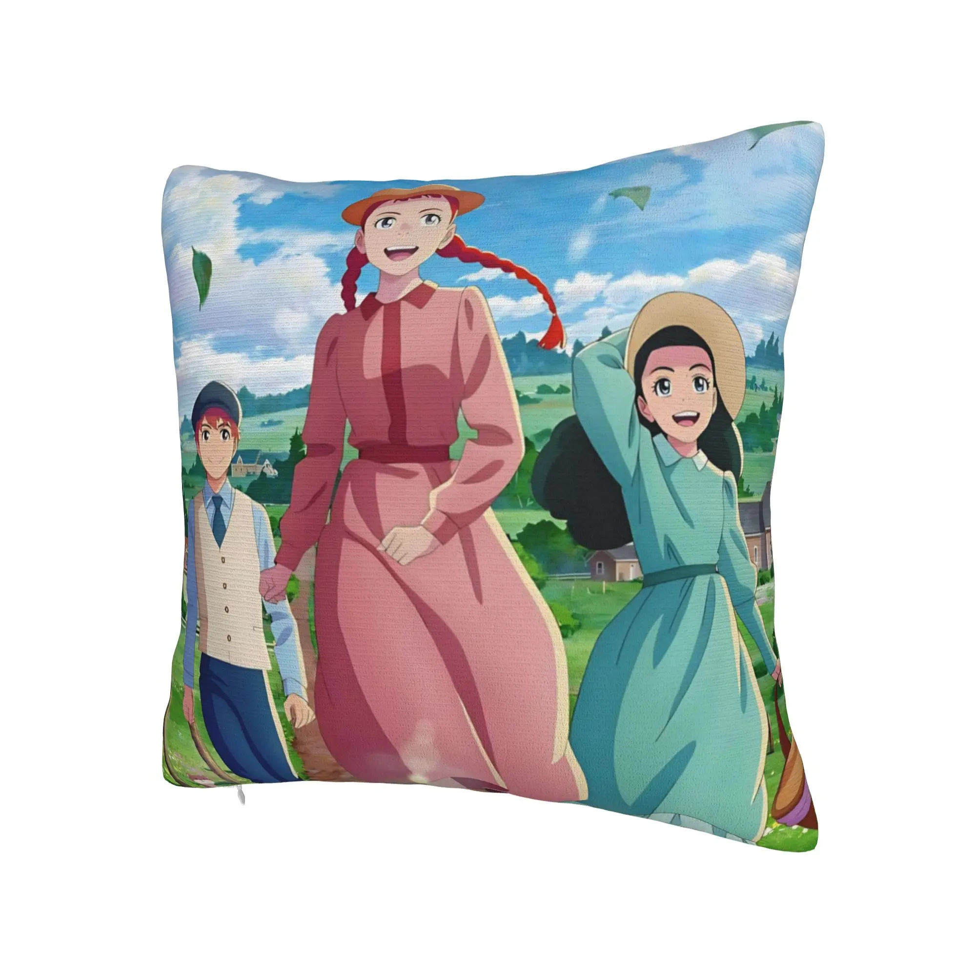 A-Anne Shirley Cartoon Pillow Cover Merchandise Soft Cushion Cover Gift  Throw Pillow Case Cover Bed Multiple Sizes