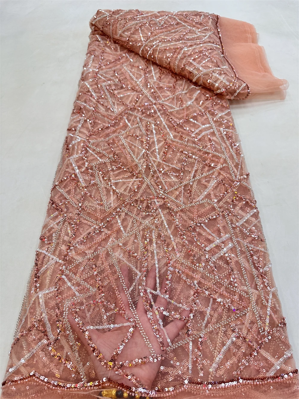 

New Listing African Lace Fabric New High Quality Sequins French Beaded Tulle Laces For Nigerian Wedding Dresses Sewing