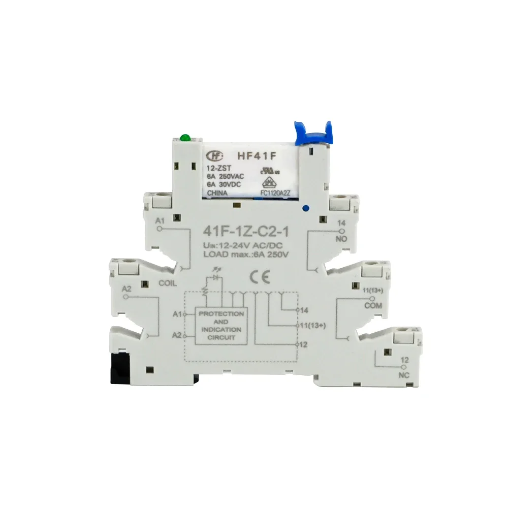 5Pcs Din Rail Slim Relay 6.2mm Module Connector HF 41F Screw Connection Holder With Miniature Power Relay Terminal Block WSL-HF