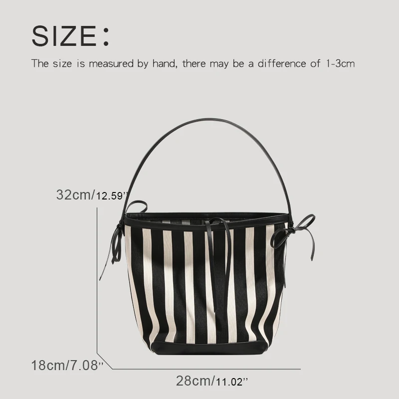 MEDIOW Korean Casual Mesh Bucket Bags For Women Luxury Designer Handbag And Purse 2024 New In Striped With Inner Pocket Shoulder