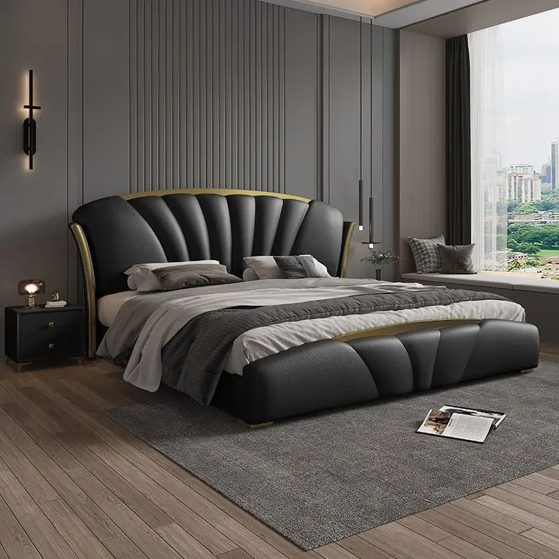 Leather bed 1.5 meters double bed 1.8 meters wedding bed