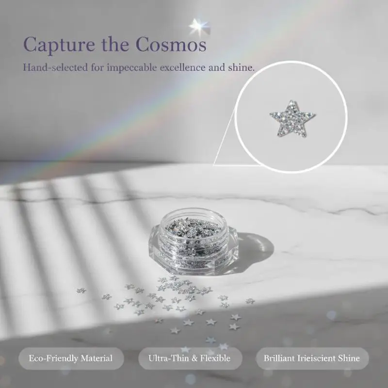 1 Box Shiny Mini Star Glitter Thin Moon Fitting Nail Accessories Handmade Wearable Nail Materials Decoration