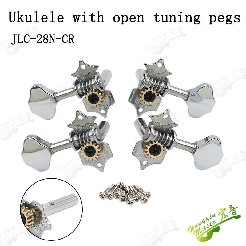 1SET 2L2R Ukulele Tuning Pegs Button Strings Tuners Head Accessories Ukulele Part +4 Screws High Qulity