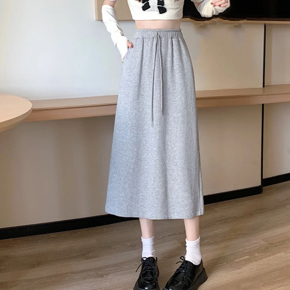 

Back Slits Skirt A Line Skirt Spring Outfit Black Back Slits Summer Skirt Skirt Polyester Fabric Slight Elasticity