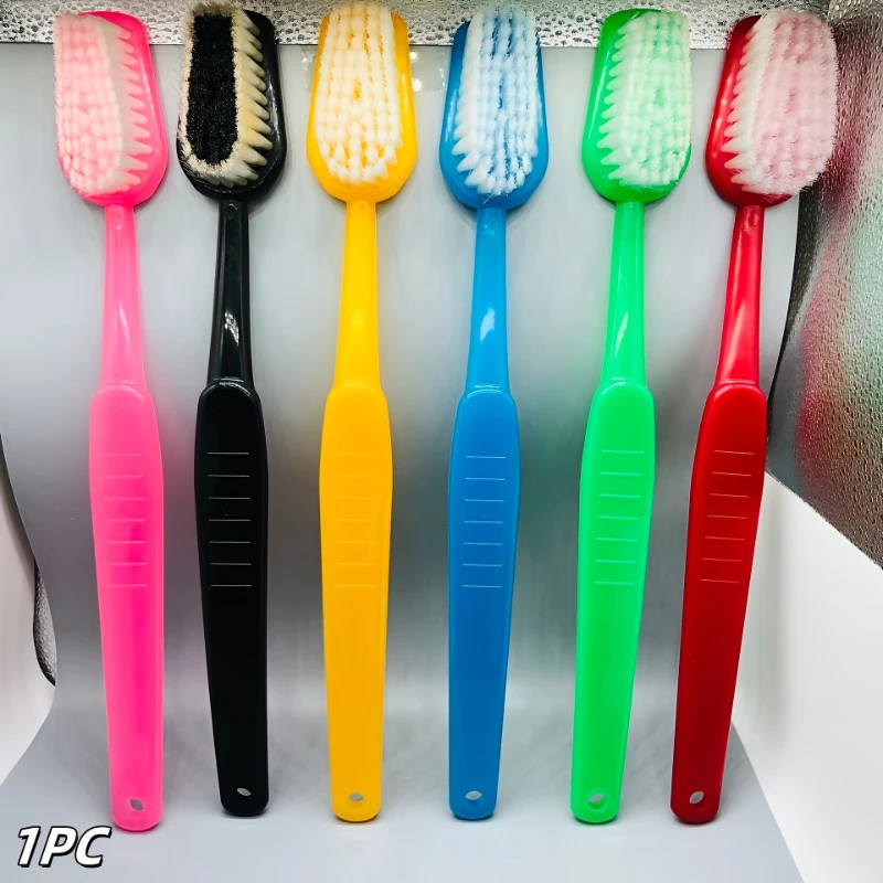 1 soft mesh shower brush - large (color random), gentle body exfoliating scrub with long handle, suitable for showering