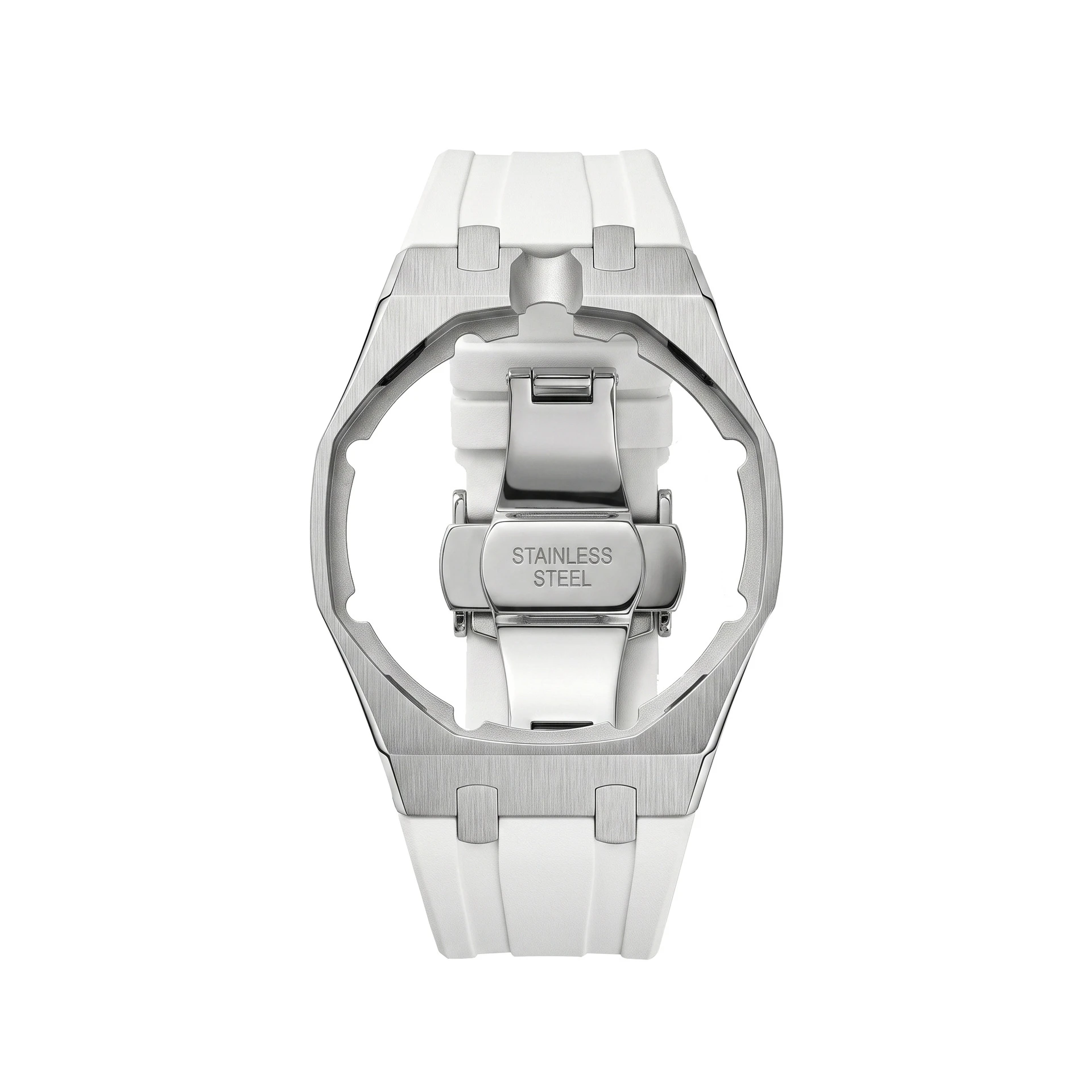 316L Edelstahlgehäuse mit FKM-Gummi-Uhrenarmband-Set für Swatch X AP Royal POP mit Faltschließe und Wechsel-Kit für 3/12 Uhr – Detail 14