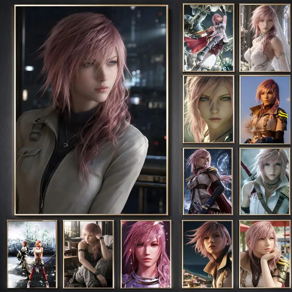 Final Fantasy Lightning Poster Waterproof Sticky WallArt Print For Bedroom Living Room Hallway Bar Home Decor